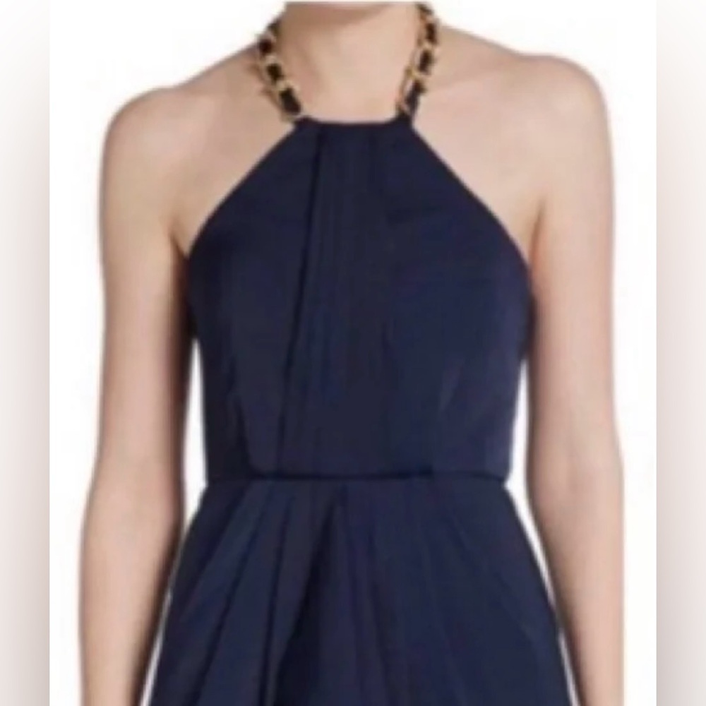 BCBG MAXAZRIA Milania Chain Halter Gown Dress Navy Size 6